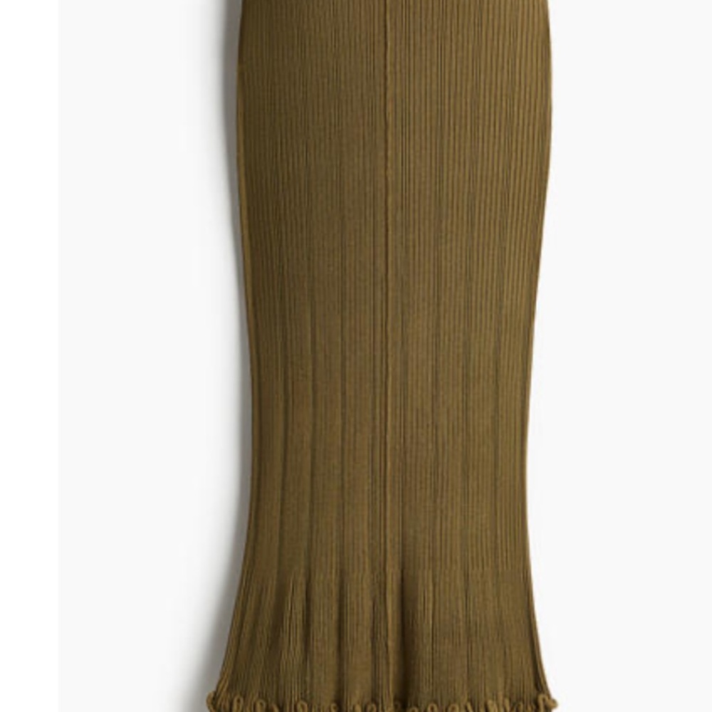 H&M Olive Ribbed Pencil Skirt